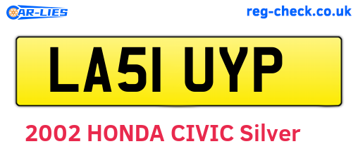 LA51UYP are the vehicle registration plates.