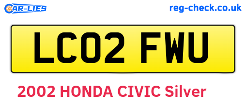 LC02FWU are the vehicle registration plates.