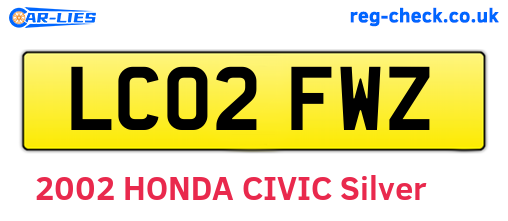 LC02FWZ are the vehicle registration plates.