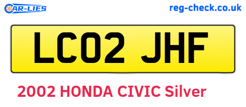 LC02JHF are the vehicle registration plates.