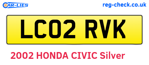 LC02RVK are the vehicle registration plates.