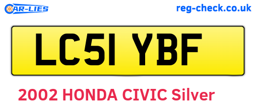 LC51YBF are the vehicle registration plates.