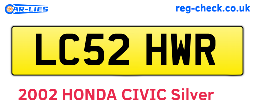 LC52HWR are the vehicle registration plates.