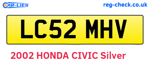 LC52MHV are the vehicle registration plates.