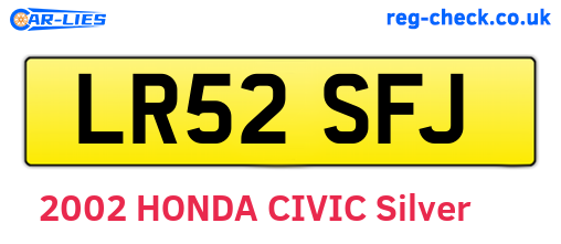 LR52SFJ are the vehicle registration plates.