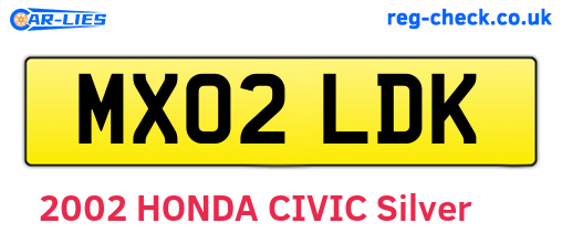 MX02LDK are the vehicle registration plates.
