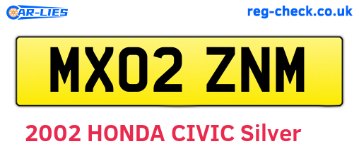MX02ZNM are the vehicle registration plates.