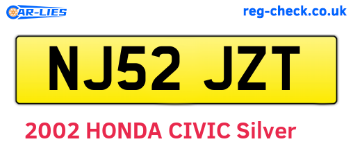 NJ52JZT are the vehicle registration plates.