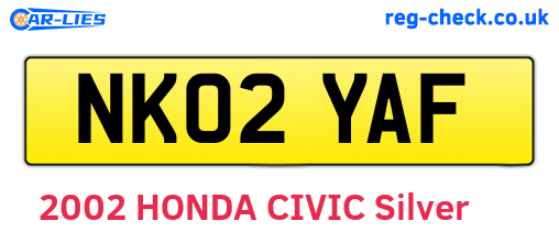 NK02YAF are the vehicle registration plates.