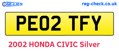 PE02TFY are the vehicle registration plates.