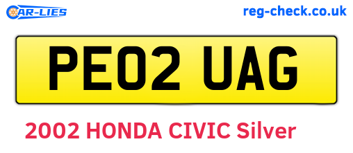 PE02UAG are the vehicle registration plates.