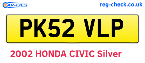 PK52VLP are the vehicle registration plates.