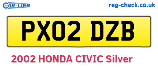 PX02DZB are the vehicle registration plates.