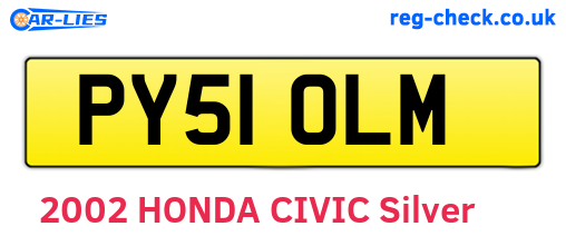 PY51OLM are the vehicle registration plates.