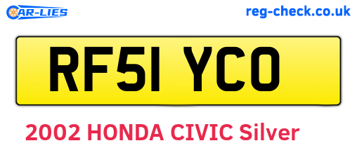 RF51YCO are the vehicle registration plates.