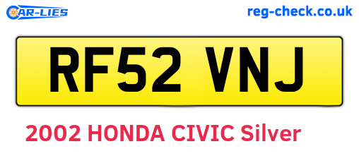 RF52VNJ are the vehicle registration plates.
