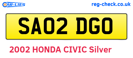 SA02DGO are the vehicle registration plates.