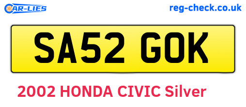 SA52GOK are the vehicle registration plates.