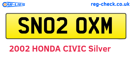 SN02OXM are the vehicle registration plates.