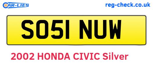 SO51NUW are the vehicle registration plates.