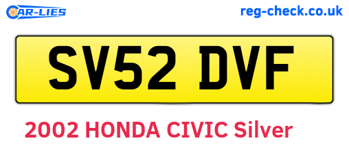 SV52DVF are the vehicle registration plates.