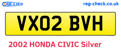 VX02BVH are the vehicle registration plates.