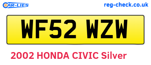 WF52WZW are the vehicle registration plates.