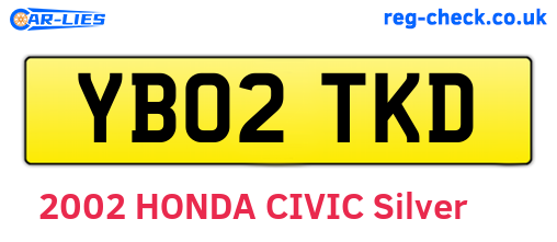YB02TKD are the vehicle registration plates.
