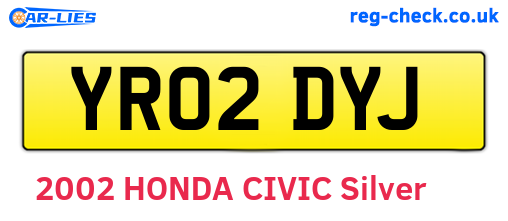 YR02DYJ are the vehicle registration plates.