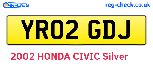 YR02GDJ are the vehicle registration plates.