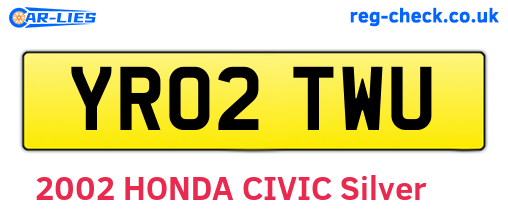 YR02TWU are the vehicle registration plates.