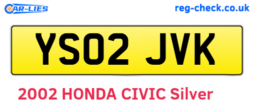 YS02JVK are the vehicle registration plates.