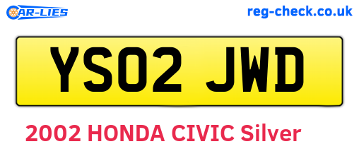 YS02JWD are the vehicle registration plates.