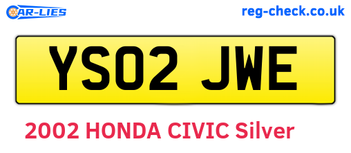 YS02JWE are the vehicle registration plates.