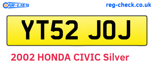 YT52JOJ are the vehicle registration plates.