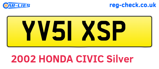 YV51XSP are the vehicle registration plates.