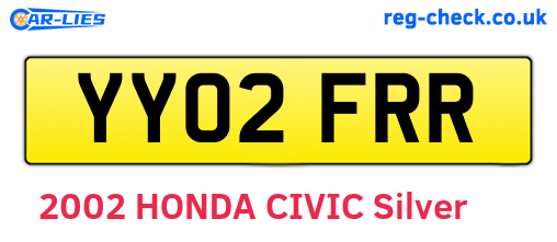 YY02FRR are the vehicle registration plates.
