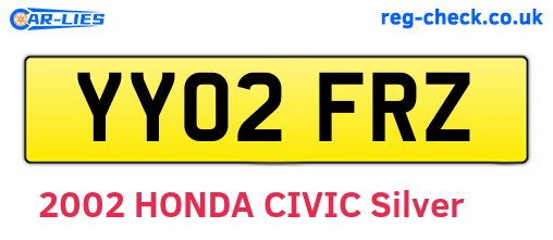 YY02FRZ are the vehicle registration plates.