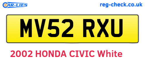 MV52RXU are the vehicle registration plates.