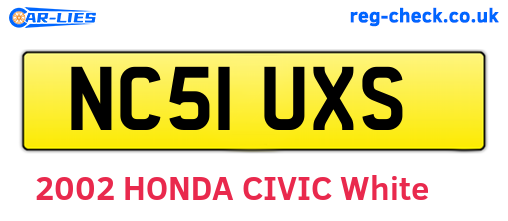 NC51UXS are the vehicle registration plates.