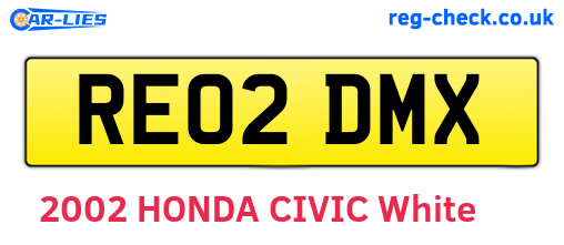 RE02DMX are the vehicle registration plates.