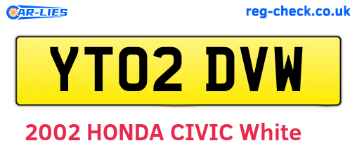 YT02DVW are the vehicle registration plates.