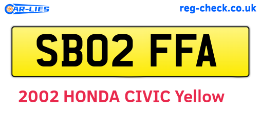 SB02FFA are the vehicle registration plates.