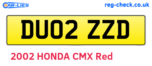 DU02ZZD are the vehicle registration plates.