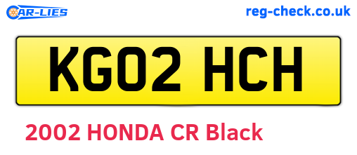 KG02HCH are the vehicle registration plates.