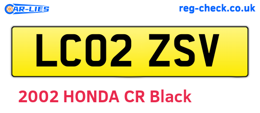 LC02ZSV are the vehicle registration plates.