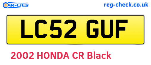 LC52GUF are the vehicle registration plates.