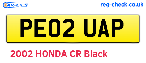 PE02UAP are the vehicle registration plates.