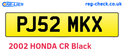 PJ52MKX are the vehicle registration plates.