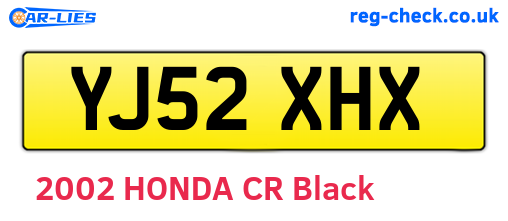 YJ52XHX are the vehicle registration plates.